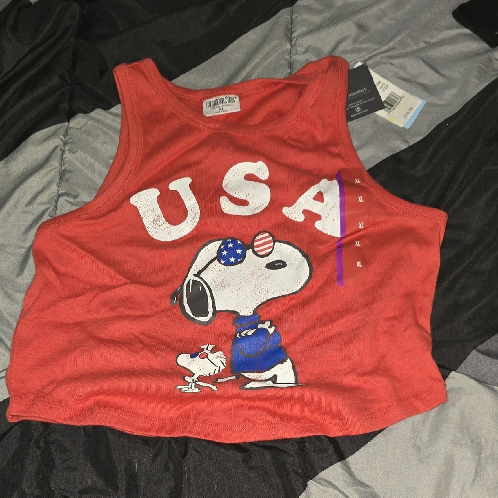 Peanuts Red Snoopy USA Crop Top